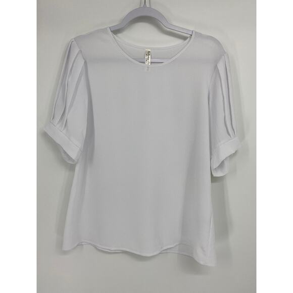 PerSeption Womens White Short Sleeve Blouse NEW Size Medium - Picture 8 of 9